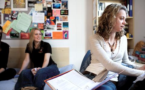 Students in a halls bedroom