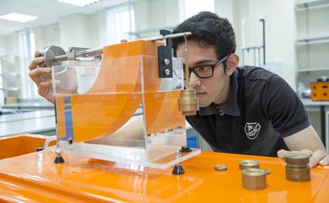 student in lab