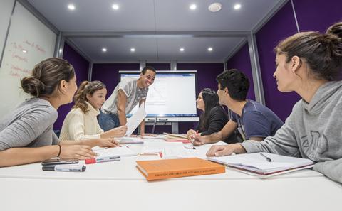 Picture of students in a study area