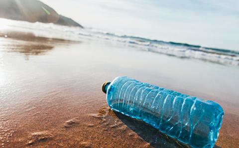 Plastic bottle on a beach