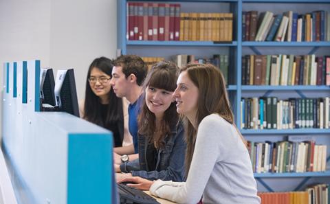 Students in library