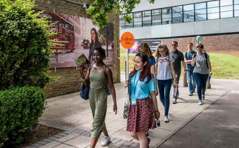 Tour group on Highfield Campus.