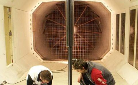 Car in wind tunnel