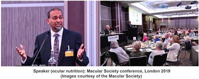 Speaker (ocular nutrition) Macular Society Conference, London 2019