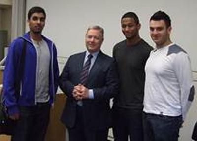 Roger Kyme took the time to answer questions from a number of 'Managerial Decisions' students after his talk