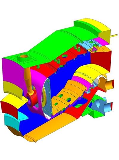 A CFD fluid volume automatically generated via the Prometheus combustor design system as part of a combustor design optimisation workflow