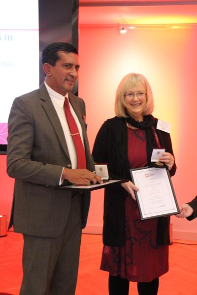 Professor Sally Brailsford accepts her award