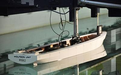 Towing tank testing of the scale model ship