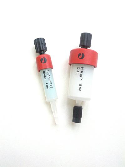 Protein purification columns; nickel affinity (left) and ion exchange (right)