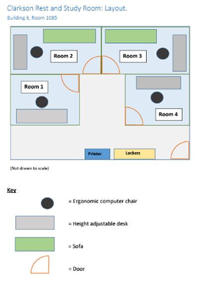 The Clarkson Rest and Study Room layout