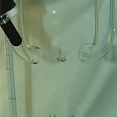 Small scale laboratory experiments are used to study bubbles breaking apart in turbulence.
