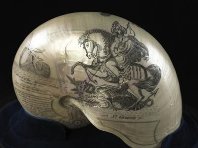 Commemorative shell depicting St George.