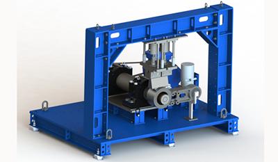 Scale model of our full-scale bearing test rig - front view.