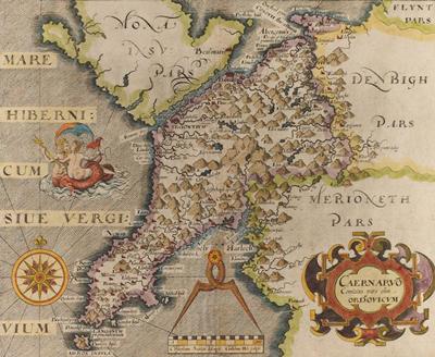 Christopher Saxton’s map of Caernarvon, Wales