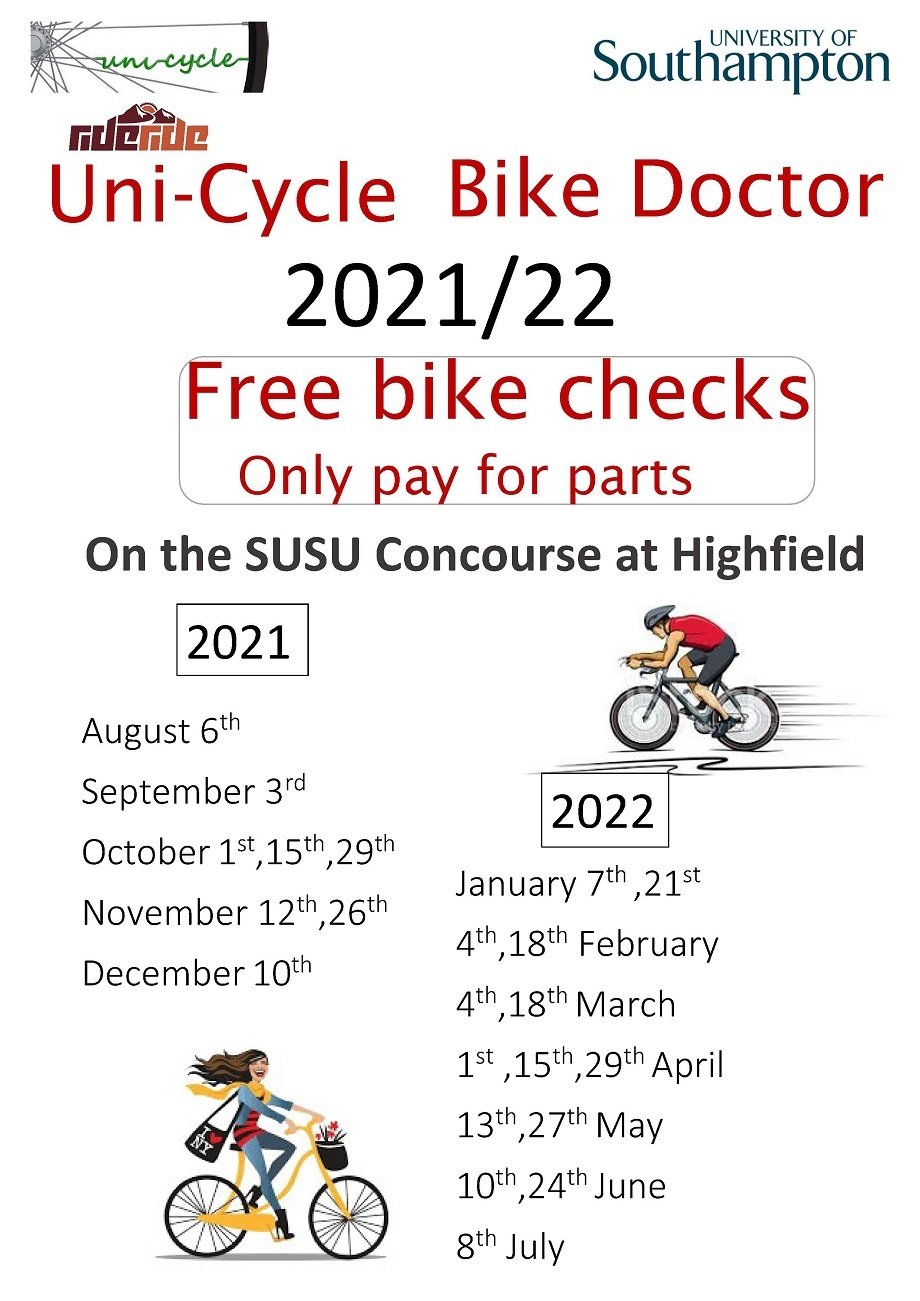 Bike Doctor dates for 2021/22