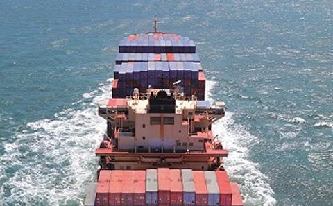 Shipping containers on the ocean