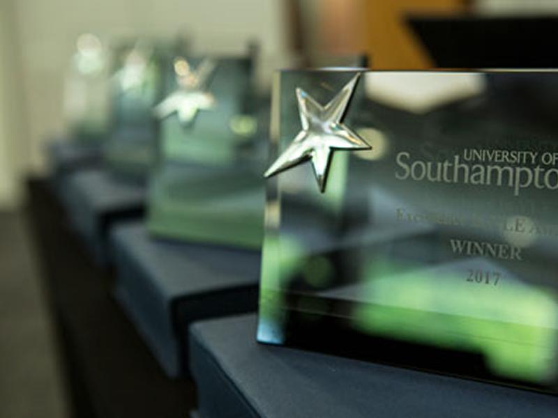 Excellence in VLE award trophies