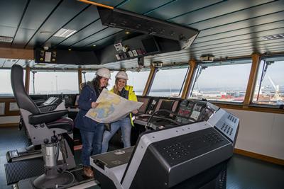 Scientists on board ship