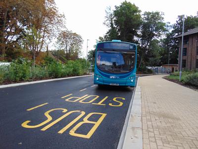Bus at a bus stop in Southampton