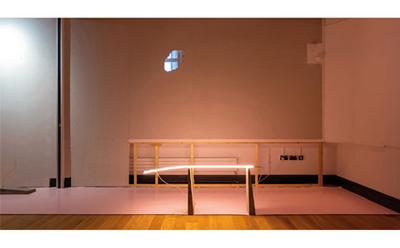 An installation of a seat and light