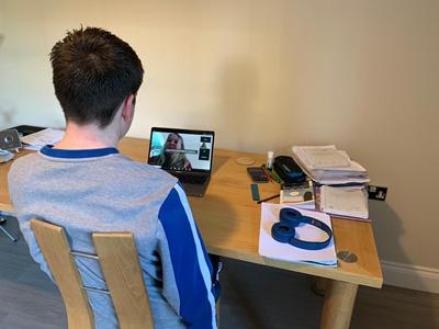 Young person in virtual interview