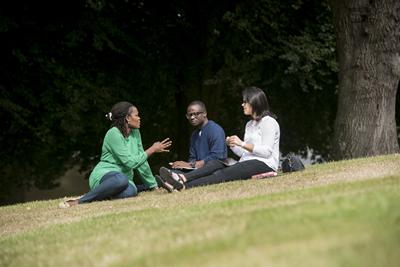 Students chatting in a group