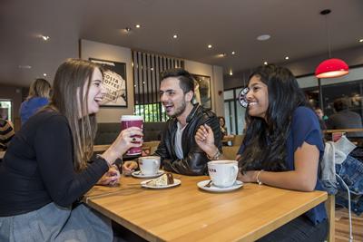 Students enjoying coffee