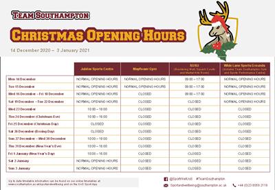 Christmas 2020 opening times