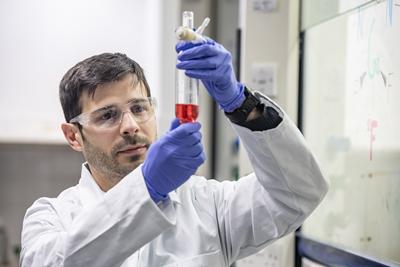 Dr Francesco Monzittu in his lab