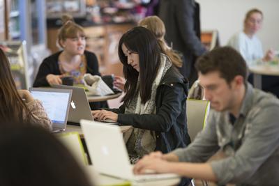 students on laptops