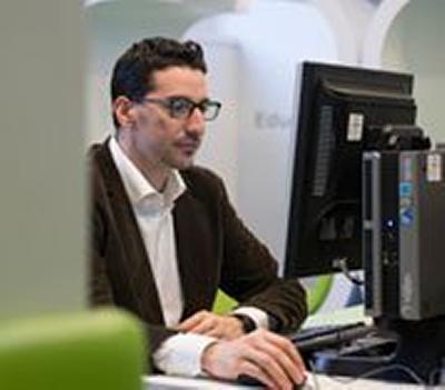 Man looking at a computer screen