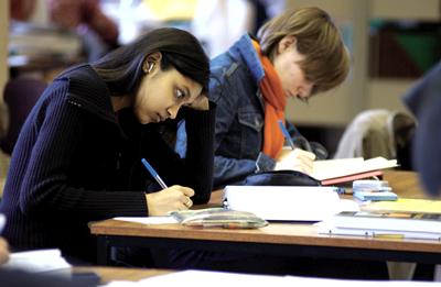Studying in the library