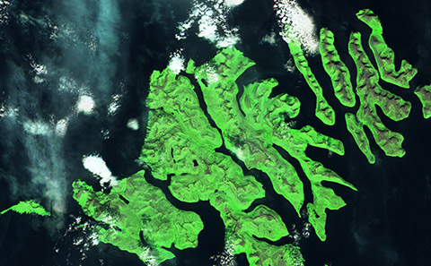 Satellite image of Faroe Islands.