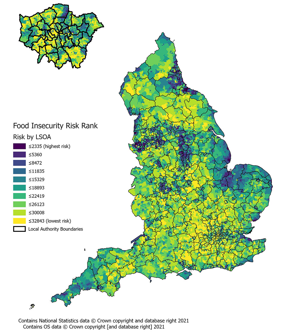 Food Insecurity Risk Ranks Composition in England