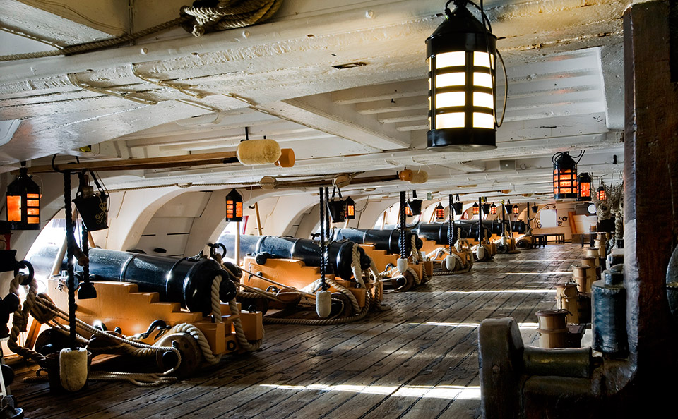 Gun deck on HMS Victory. Credit: NMRN