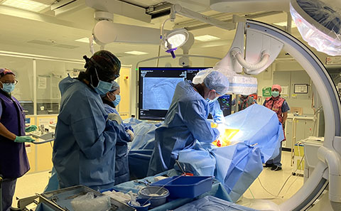 Surgeons implanting ICD device
