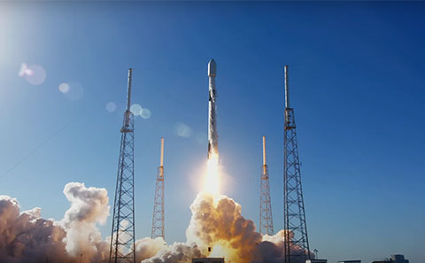 The SpaceX rocket launching