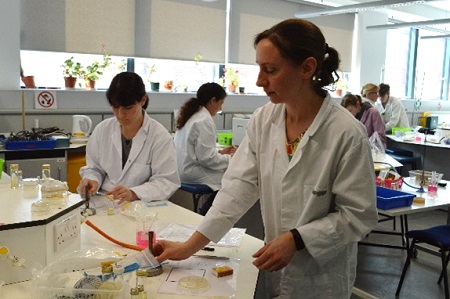 Two female teachers in a CLEAPPS laboratory session