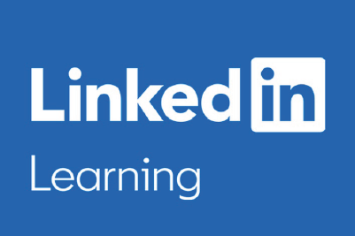 The Linkedin Learning logo in white against a blue background