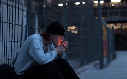Young person smoking