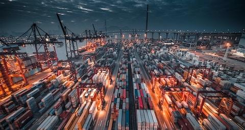 Shipping dock at night