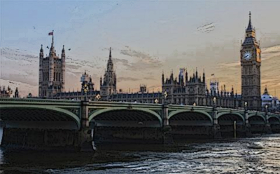 The Palace of Westminster at Dawn.