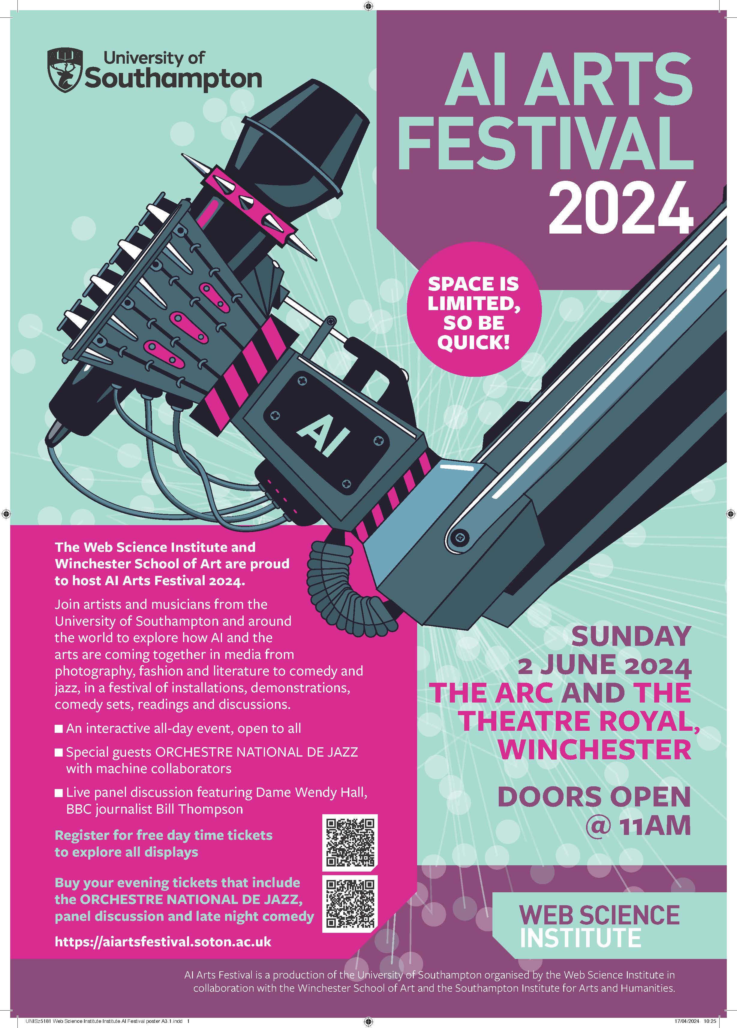 Event flyer with a mechanical arm