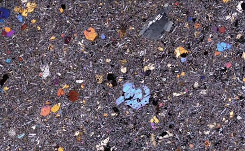 Microscope image showing a thin sliver of volcanic rock from Afar, Ethiopia. Credit: Dr Emma Watts, University of Southampton/Swansea University.