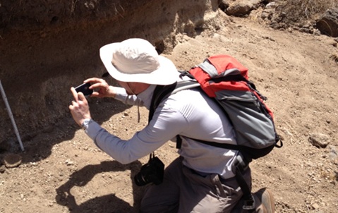 Professor Tom Gernon sampling volcanic deposits at Boset Volcano in the Main Ethiopian Rift. Credit: Prof Thomas Gernon, University of Southampton.