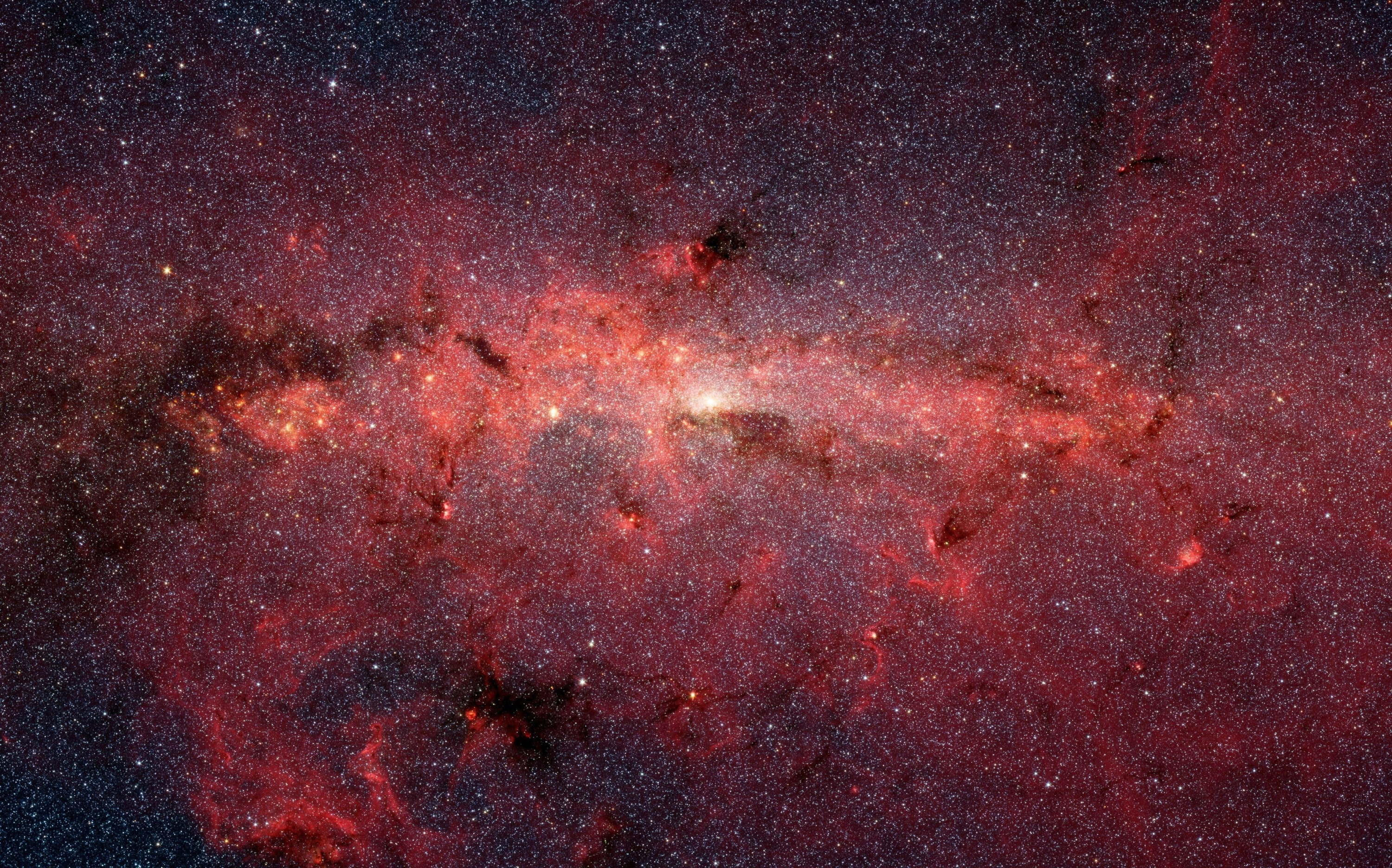 Stars at the center of the Milky Way galaxy, via the Spitzer Space telescope