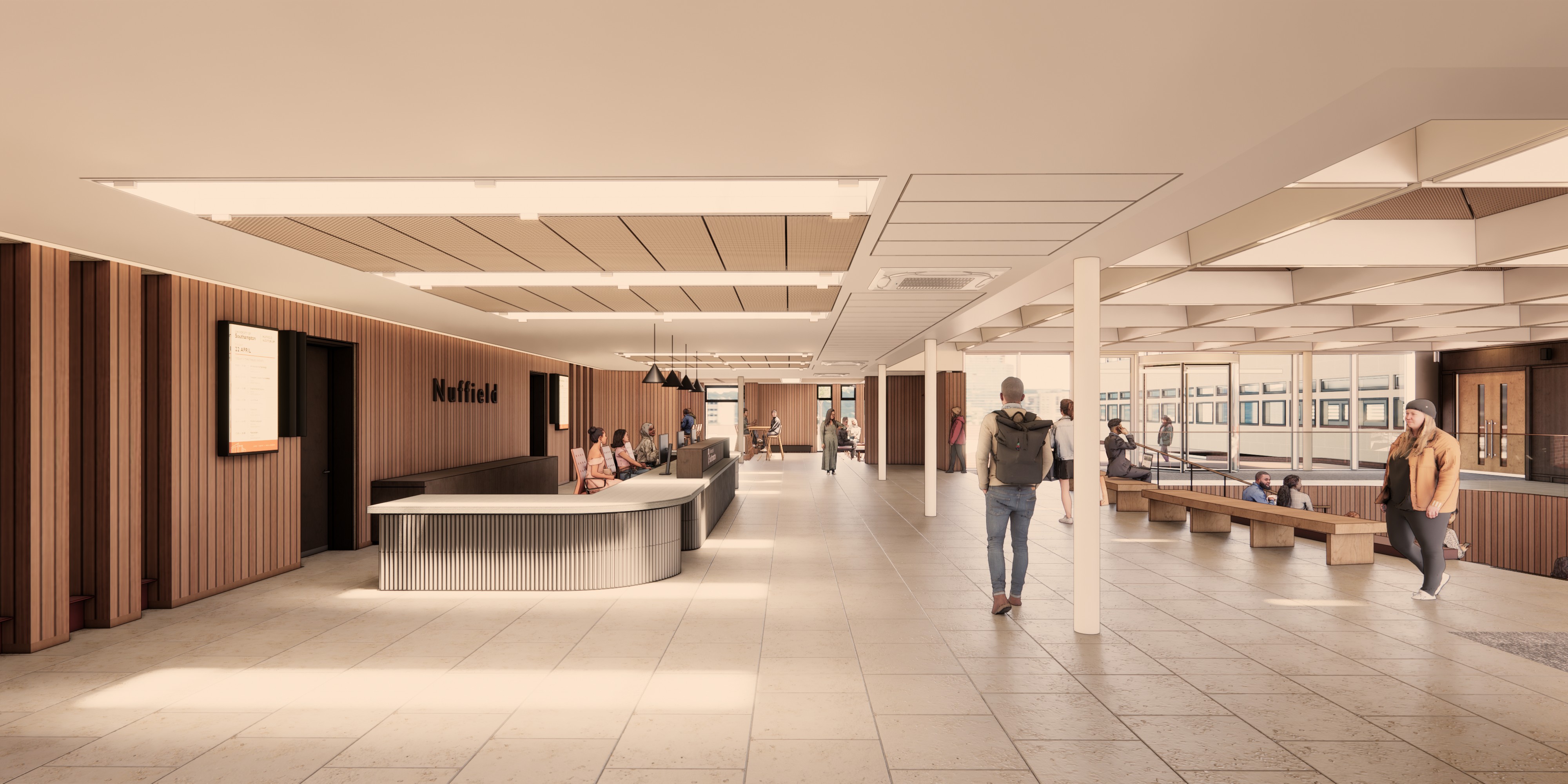 Artist’s impression of the proposed foyer, with space to meet, study and gather for events.