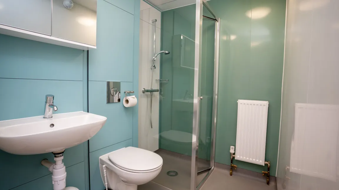 Student accommodation, shared bathroom facilities.