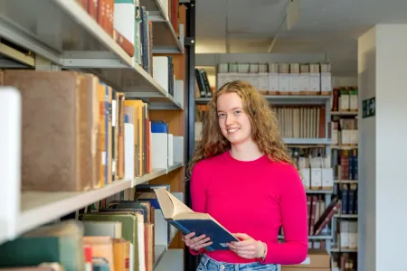 Kirsten Hutchinson, history student, in the library