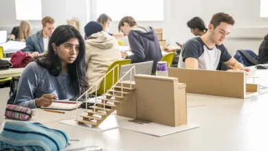 Students at work in an engineering design studio